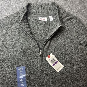 NWT IZOD Fieldhouse 2X-Large Gray Carbon Pullover Knit Sweater 1/4 Zip